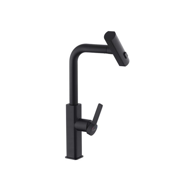 Смеситель для кухни Kroner KRP Edelstahl с выдвижным изливом, фото , изображение 5 | SNABZHENIE.com.ua