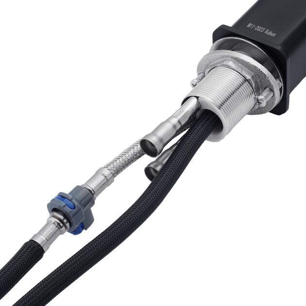 Смеситель для кухни Kroner KRP Edelstahl с выдвижным изливом, фото , изображение 8 | SNABZHENIE.com.ua