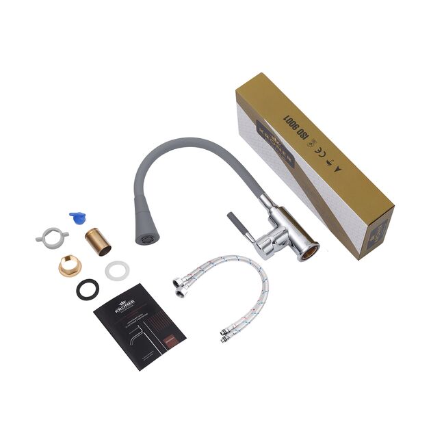 Смеситель кухонный Kroner KRM Kuche - C132GRA, фото , изображение 9 | SNABZHENIE.com.ua