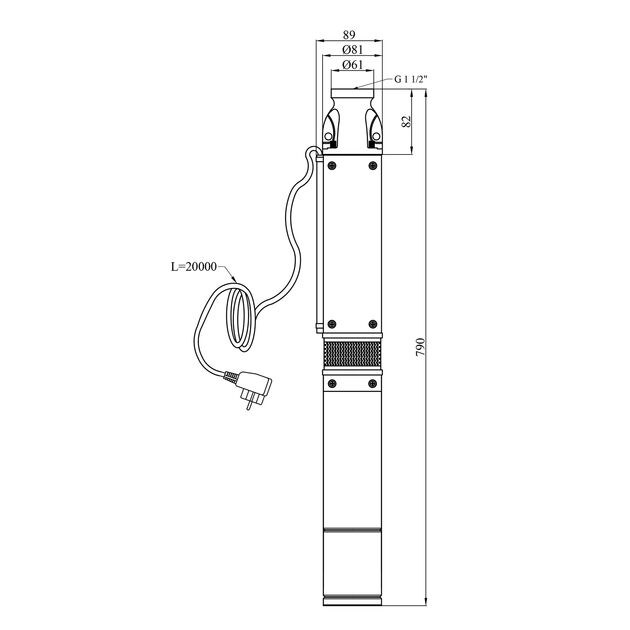 Глубинный центробежный насос Pumpman 3,5SEM2-8, 0,37 кВт, Hmax 42 м, фото , изображение 2 | SNABZHENIE.com.ua