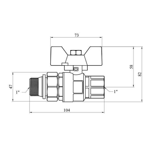 Кран-американка шаровой прямой WaGa 1 PN40, никель, бабочка, фото , изображение 2 | SNABZHENIE.com.ua Кран-американка шаровой прямой WaGa 1 PN40, никель, бабочка, фото , изображение 2 | SNABZHENIE.com.ua