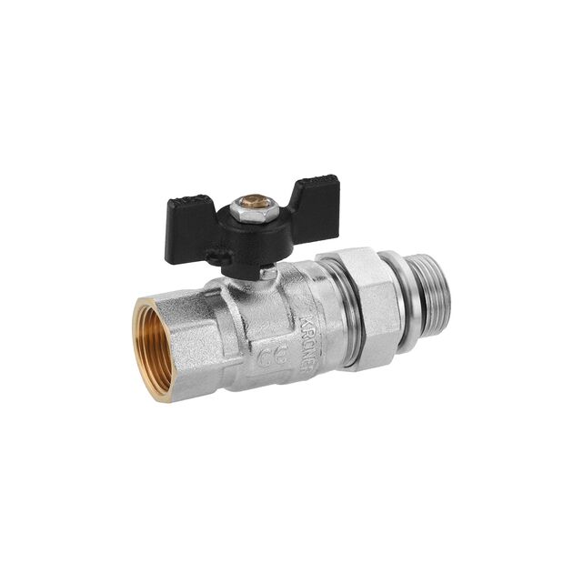 Кран-американка шаровой прямой WaGa 1 PN40, никель, бабочка, фото , изображение 3 | SNABZHENIE.com.ua Кран-американка шаровой прямой WaGa 1 PN40, никель, бабочка, фото , изображение 3 | SNABZHENIE.com.ua