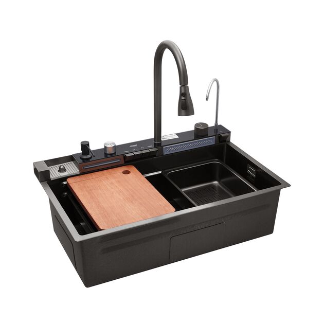 Кухонна мийка Kroner KRP Schwarze - SET7546ARTHM PVD (3.0/0.8 мм), фото  | SNABZHENIE.com.ua Кухонна мийка Kroner KRP Schwarze - SET7546ARTHM PVD (3.0/0.8 мм), фото  | SNABZHENIE.com.ua