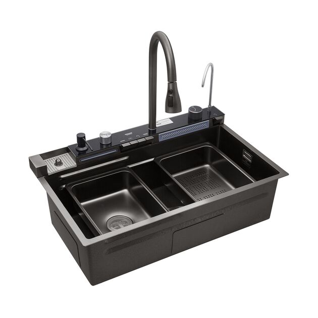 Кухонна мийка Kroner KRP Schwarze - SET7546ARTHM PVD (3.0/0.8 мм), фото , зображення 4 | SNABZHENIE.com.ua Кухонна мийка Kroner KRP Schwarze - SET7546ARTHM PVD (3.0/0.8 мм), фото , зображення 4 | SNABZHENIE.com.ua