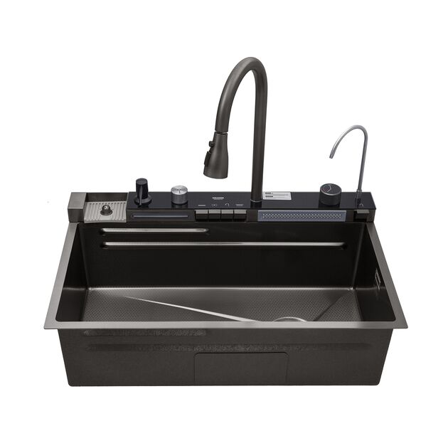 Кухонна мийка Kroner KRP Schwarze - SET7546ARTHM PVD (3.0/0.8 мм), фото , зображення 7 | SNABZHENIE.com.ua Кухонна мийка Kroner KRP Schwarze - SET7546ARTHM PVD (3.0/0.8 мм), фото , зображення 7 | SNABZHENIE.com.ua