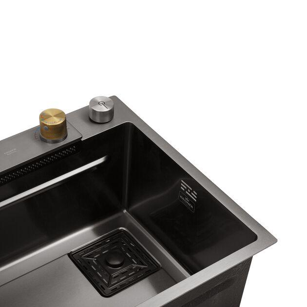 Кухонна мийка Kroner KRP Schwarze - SET7545HM PVD (3.0/0.8 мм), фото , зображення 10 | SNABZHENIE.com.ua Кухонна мийка Kroner KRP Schwarze - SET7545HM PVD (3.0/0.8 мм), фото , зображення 10 | SNABZHENIE.com.ua
