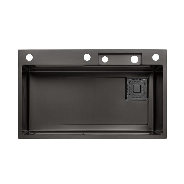 Кухонна мийка Kroner KRP Schwarze - SET7545HM PVD (3.0/0.8 мм), фото , зображення 3 | SNABZHENIE.com.ua Кухонна мийка Kroner KRP Schwarze - SET7545HM PVD (3.0/0.8 мм), фото , зображення 3 | SNABZHENIE.com.ua