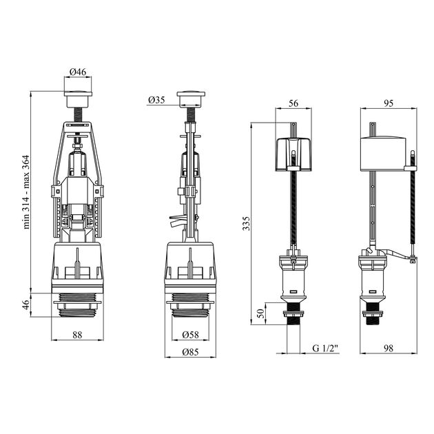 Комплект для унитаза Agua KIT41 с нижней подводкой 1/2, фото , изображение 2 | SNABZHENIE.com.ua