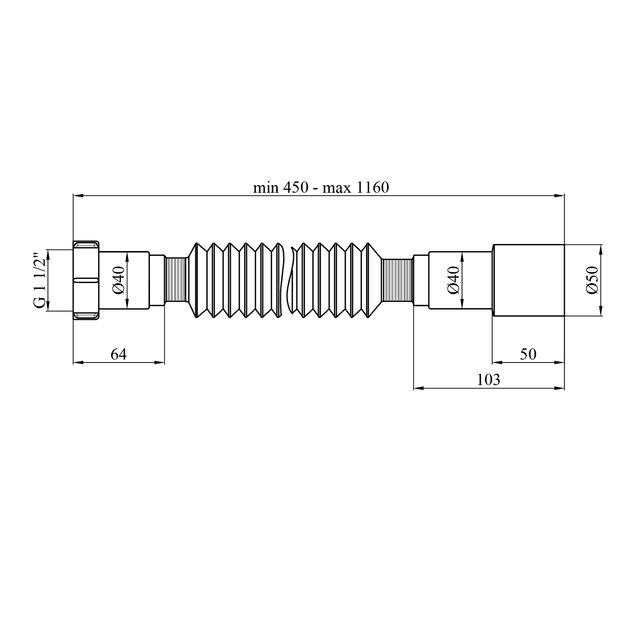 Гофротруба Agua GN46 1 1/2''х40/50 мм 460-1100 мм с гайкой, фото , изображение 2 | SNABZHENIE.com.ua Гофротруба Agua GN46 1 1/2''х40/50 мм 460-1100 мм с гайкой, фото , изображение 2 | SNABZHENIE.com.ua