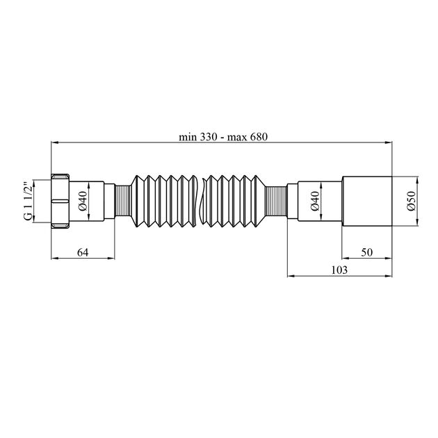Гофротруба Agua GN31 1 1/2'' 310-650 мм с накидной гайкой, фото , изображение 2 | SNABZHENIE.com.ua Гофротруба Agua GN31 1 1/2'' 310-650 мм с накидной гайкой, фото , изображение 2 | SNABZHENIE.com.ua