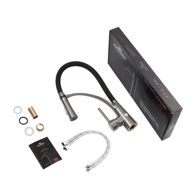 Смеситель кухонный Kroner KRP Ersel - GRP03393BLK, фото , изображение 9 | SNABZHENIE.com.ua