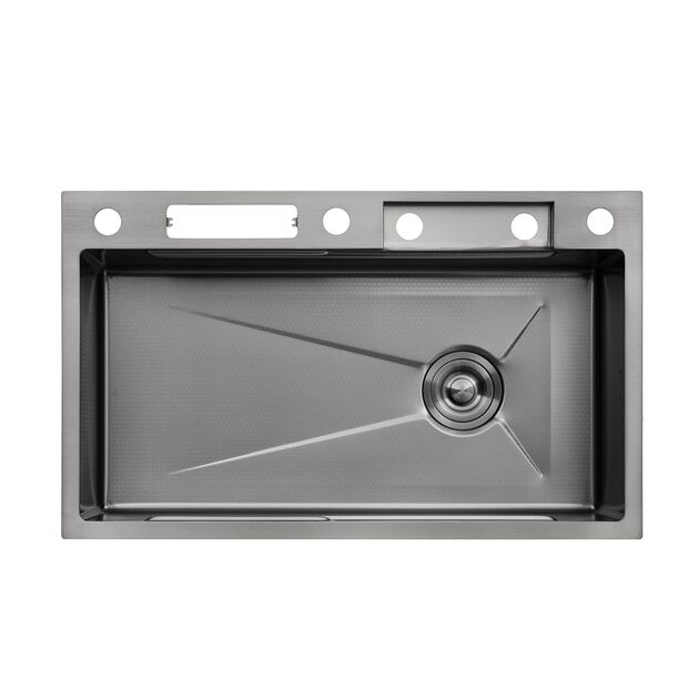 Кухонна мийка Kroner KRP Schwarze - SET7545NB PVD (3.0/0.8 мм), фото , зображення 3 | SNABZHENIE.com.ua Кухонна мийка Kroner KRP Schwarze - SET7545NB PVD (3.0/0.8 мм), фото , зображення 3 | SNABZHENIE.com.ua