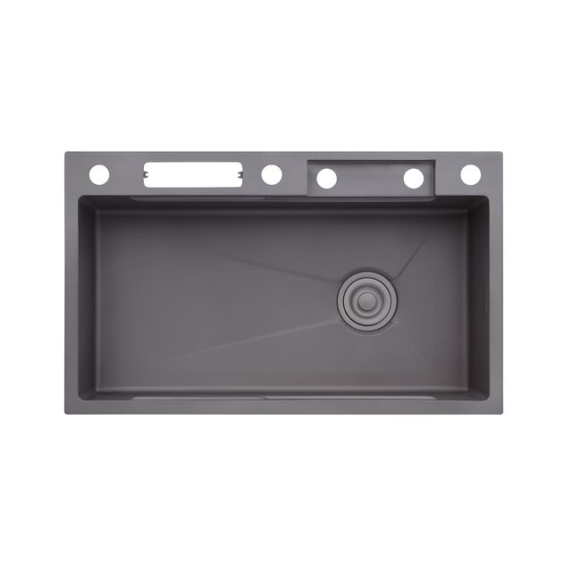 Кухонна мийка Kroner KRP Schwarze - SET7545NG PVD (3.0/0.8 мм), фото , зображення 3 | SNABZHENIE.com.ua Кухонна мийка Kroner KRP Schwarze - SET7545NG PVD (3.0/0.8 мм), фото , зображення 3 | SNABZHENIE.com.ua