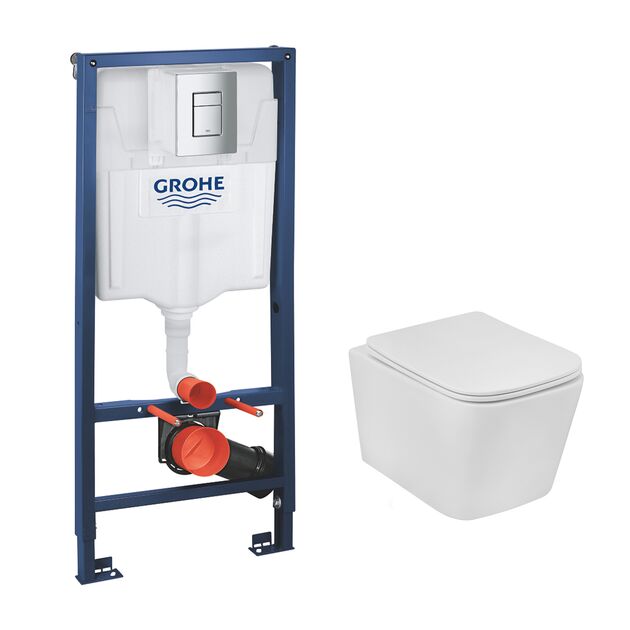 Комплект 4 в 1: Инсталляция Grohe + Унитаз Kroner Eifel безободковый, фото  | SNABZHENIE.com.ua Комплект 4 в 1: Инсталляция Grohe + Унитаз Kroner Eifel безободковый, фото  | SNABZHENIE.com.ua