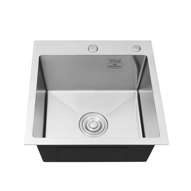 Кухонная мойка Kroner KRP Gebürstet - 4545HM (3.0/1.0 мм), фото , зображення 5 | SNABZHENIE.com.ua Кухонная мойка Kroner KRP Gebürstet - 4545HM (3.0/1.0 мм), фото , зображення 5 | SNABZHENIE.com.ua