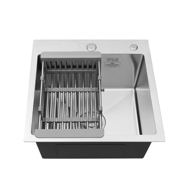 Кухонная мойка Kroner KRP Gebürstet - 4545HM (3.0/1.0 мм), фото , зображення 6 | SNABZHENIE.com.ua Кухонная мойка Kroner KRP Gebürstet - 4545HM (3.0/1.0 мм), фото , зображення 6 | SNABZHENIE.com.ua