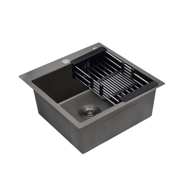 Кухонна мийка Kroner KRP Schwarze - 4545HM PVD (3.0/1.0 мм), фото , зображення 4 | SNABZHENIE.com.ua Кухонна мийка Kroner KRP Schwarze - 4545HM PVD (3.0/1.0 мм), фото , зображення 4 | SNABZHENIE.com.ua