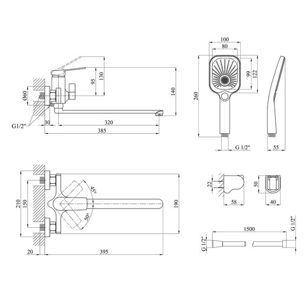 Змішувач для ванни Kroner KRP Makon-GRP070, фото , зображення 2 | SNABZHENIE.com.ua Змішувач для ванни Kroner KRP Makon-GRP070, фото , зображення 2 | SNABZHENIE.com.ua