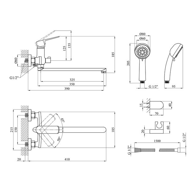 Смеситель для ванны Kroner KRP Dorn C070, фото , изображение 2 | SNABZHENIE.com.ua Смеситель для ванны Kroner KRP Dorn C070, фото , изображение 2 | SNABZHENIE.com.ua