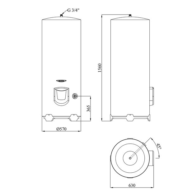 Водонагрівач Ariston ARI 300 STAB 570 THER MO EU з мокрим ТЕНом 3000597, фото , зображення 2 | SNABZHENIE.com.ua Водонагрівач Ariston ARI 300 STAB 570 THER MO EU з мокрим ТЕНом 3000597, фото , зображення 2 | SNABZHENIE.com.ua