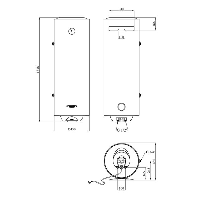Водонагрівач Ariston PRO1 R 150 VTS EVO EU з мокрим ТЕНом 3060650, фото , зображення 2 | SNABZHENIE.com.ua Водонагрівач Ariston PRO1 R 150 VTS EVO EU з мокрим ТЕНом 3060650, фото , зображення 2 | SNABZHENIE.com.ua