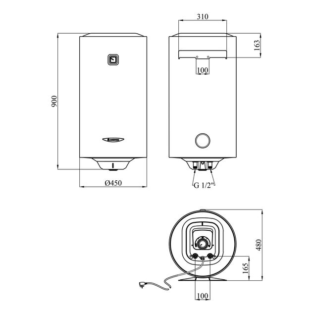 Водонагрівач Ariston PRO1 R 100 V 1,5K PL DRY з сухим ТЕНом 3201452, фото , зображення 2 | SNABZHENIE.com.ua Водонагрівач Ariston PRO1 R 100 V 1,5K PL DRY з сухим ТЕНом 3201452, фото , зображення 2 | SNABZHENIE.com.ua
