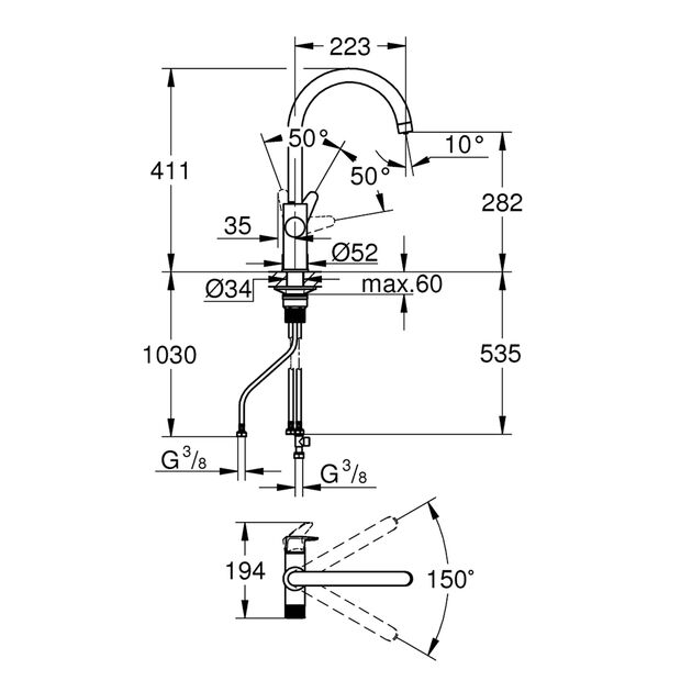 Смеситель кухонный Grohe StartCurve 30592000, фото , изображение 2 | SNABZHENIE.com.ua Смеситель кухонный Grohe StartCurve 30592000, фото , изображение 2 | SNABZHENIE.com.ua