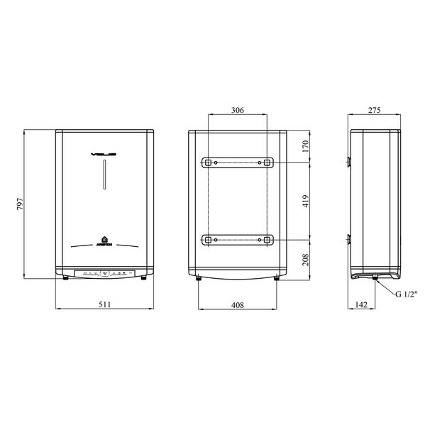 Водонагреватель Ariston VELIS PRO DRY WIFI 50 EU с сухим ТЭНом 3100908, фото , зображення 2 | SNABZHENIE.com.ua Водонагреватель Ariston VELIS PRO DRY WIFI 50 EU с сухим ТЭНом 3100908, фото , зображення 2 | SNABZHENIE.com.ua