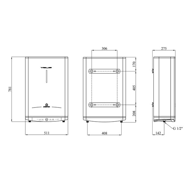 Водонагреватель Ariston Velis Tech 50 EU с мокрым ТЭНом 3100917, фото , зображення 2 | SNABZHENIE.com.ua Водонагреватель Ariston Velis Tech 50 EU с мокрым ТЭНом 3100917, фото , зображення 2 | SNABZHENIE.com.ua