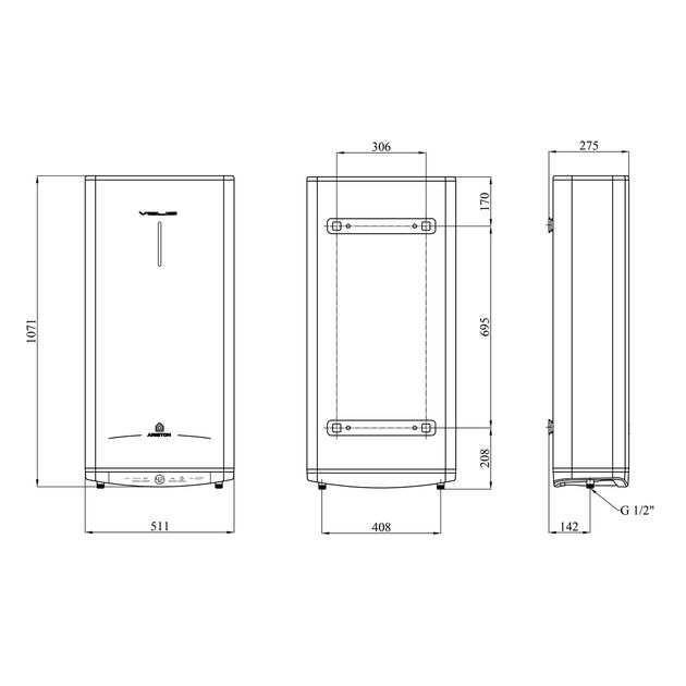 Водонагреватель Ariston Velis Tech 80 EU с мокрым ТЭНом 3100918, фото , зображення 2 | SNABZHENIE.com.ua Водонагреватель Ariston Velis Tech 80 EU с мокрым ТЭНом 3100918, фото , зображення 2 | SNABZHENIE.com.ua