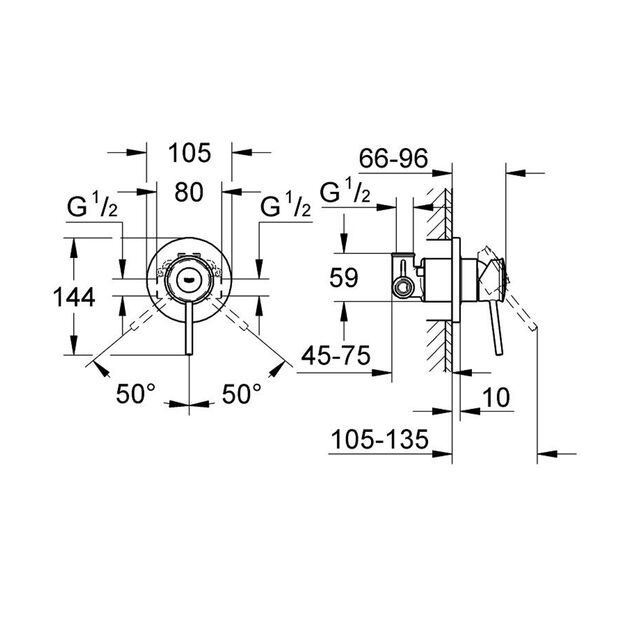 Смеситель скрытого монтажа для душа Grohe BauClassic 29048000, фото , изображение 2 | SNABZHENIE.com.ua Смеситель скрытого монтажа для душа Grohe BauClassic 29048000, фото , изображение 2 | SNABZHENIE.com.ua