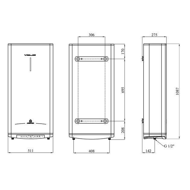Водонагреватель Ariston VELIS PRO DRY WIFI 80 EU с сухим ТЭНом 3100909, фото , зображення 2 | SNABZHENIE.com.ua Водонагреватель Ariston VELIS PRO DRY WIFI 80 EU с сухим ТЭНом 3100909, фото , зображення 2 | SNABZHENIE.com.ua