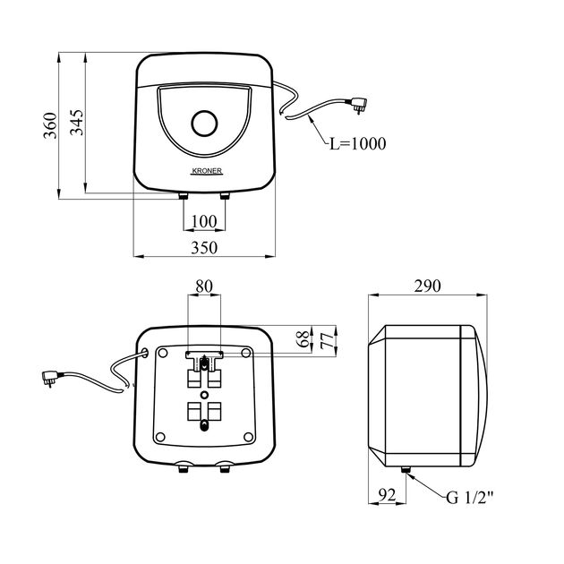 Водонагрівач Kroner Small K10SA1.5 з мокрим ТЕНом, фото , зображення 2 | SNABZHENIE.com.ua Водонагрівач Kroner Small K10SA1.5 з мокрим ТЕНом, фото , зображення 2 | SNABZHENIE.com.ua