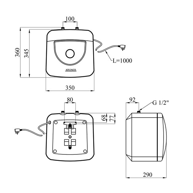 Водонагрівач Kroner Small K10SU1.5 з мокрим ТЕНом, фото , зображення 2 | SNABZHENIE.com.ua Водонагрівач Kroner Small K10SU1.5 з мокрим ТЕНом, фото , зображення 2 | SNABZHENIE.com.ua