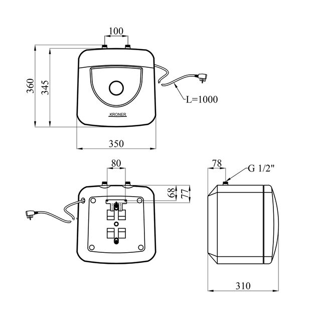 Водонагрівач Kroner Small K15SU1.5 з мокрим ТЕНом, фото , зображення 2 | SNABZHENIE.com.ua Водонагрівач Kroner Small K15SU1.5 з мокрим ТЕНом, фото , зображення 2 | SNABZHENIE.com.ua