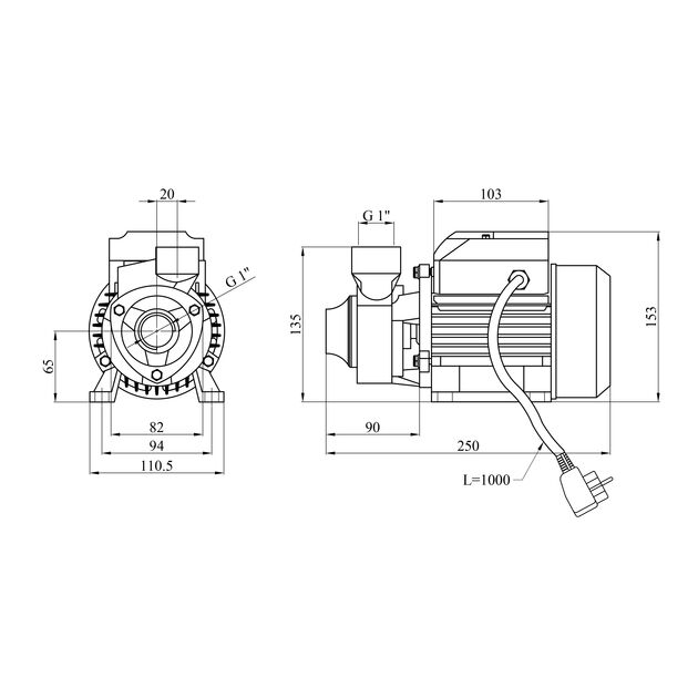 Насос поверхностный вихревой Agua QB 60 Нmax 35 м Qmax 35 л/мин P 370 Вт, фото , зображення 2 | SNABZHENIE.com.ua
