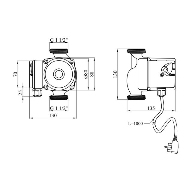 Насос циркуляционный Agua GPD 25/6-130, фото , зображення 2 | SNABZHENIE.com.ua