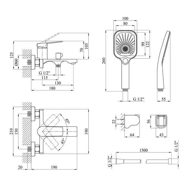 Набор смесителей Kroner Makon-C060 + смеситель Makon-C030-T+ смеситель Makon-C010, фото , зображення 3 | SNABZHENIE.com.ua Набор смесителей Kroner Makon-C060 + смеситель Makon-C030-T+ смеситель Makon-C010, фото , зображення 3 | SNABZHENIE.com.ua