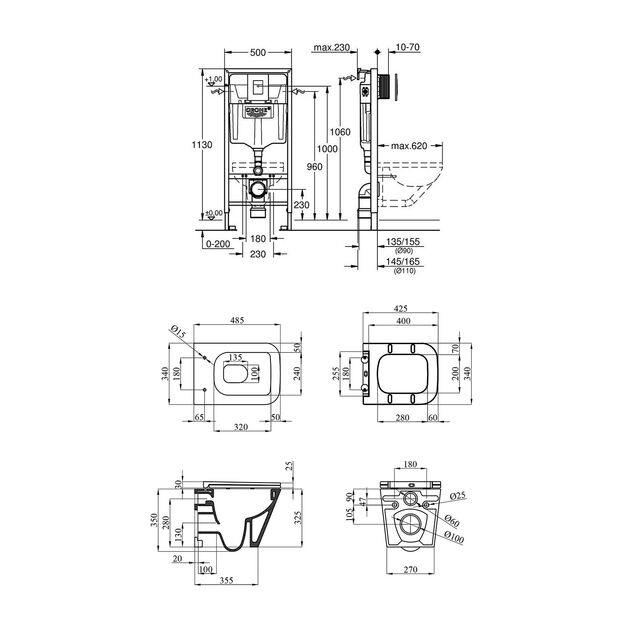 Комплект 4 в 1: Инсталляция Grohe Rapid SL 3 в 1 38772001 + Унитаз подвесной безобедочный Kroner Eifel WHI493436 TORNADO с сиденьем, фото , изображение 2 | SNABZHENIE.com.ua Комплект 4 в 1: Инсталляция Grohe Rapid SL 3 в 1 38772001 + Унитаз подвесной безобедочный Kroner Eifel WHI493436 TORNADO с сиденьем, фото , изображение 2 | SNABZHENIE.com.ua