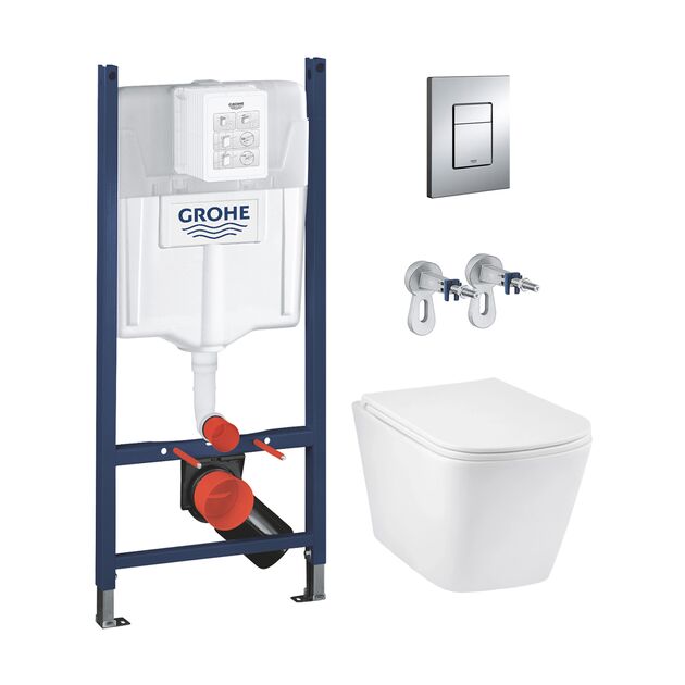 Комплект 4 в 1: Инсталляция GROHE Rapid SL 3 в 1 3884966Q + Унитаз подвесной безобедочный Kroner Eifel WHI493436 TORNADO с сиденьем, фото  | SNABZHENIE.com.ua Комплект 4 в 1: Инсталляция GROHE Rapid SL 3 в 1 3884966Q + Унитаз подвесной безобедочный Kroner Eifel WHI493436 TORNADO с сиденьем, фото  | SNABZHENIE.com.ua