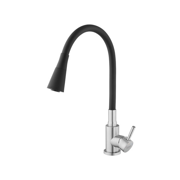 Смеситель для кухни Kroner KRP Edelstahl Klassisch - ESG031BLK, фото , изображение 5 | SNABZHENIE.com.ua