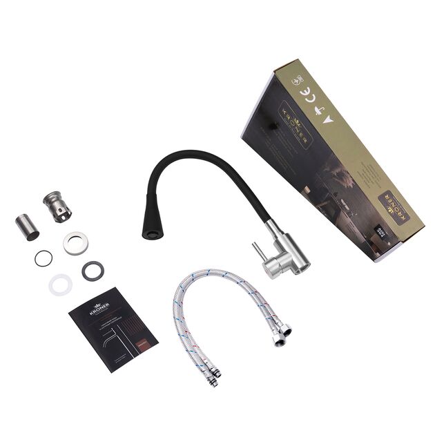 Смеситель для кухни Kroner KRP Edelstahl Klassisch - ESG031BLK, фото , изображение 9 | SNABZHENIE.com.ua