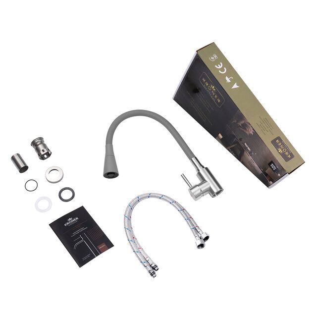 Смеситель для кухни Kroner KRP Edelstahl Klassisch - ESG031GRA, фото , изображение 9 | SNABZHENIE.com.ua