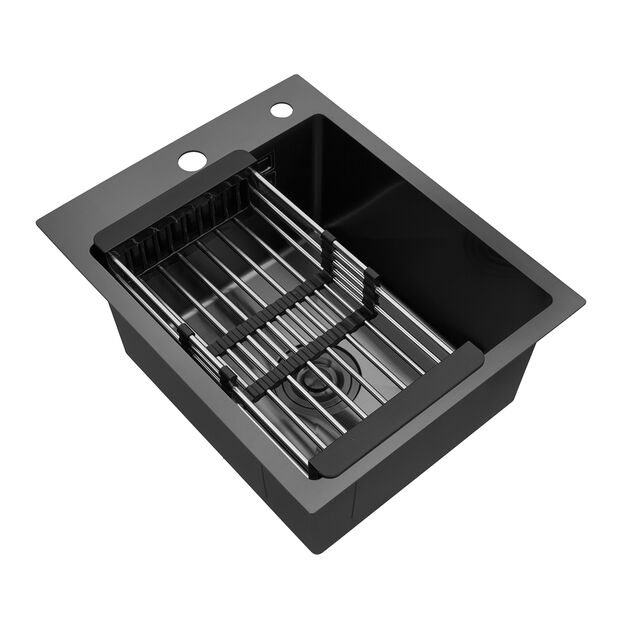 Кухонная мойка Kroner KRP PVD Schwarze - 4050HM (3,0/1,0 мм), фото , зображення 5 | SNABZHENIE.com.ua Кухонная мойка Kroner KRP PVD Schwarze - 4050HM (3,0/1,0 мм), фото , зображення 5 | SNABZHENIE.com.ua