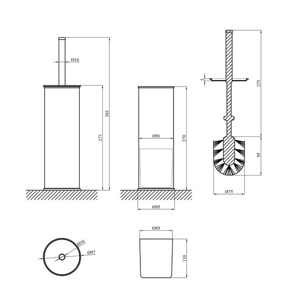 Ершик для унитаза напольный Kroner KRP Graz - C017R, фото , изображение 2 | SNABZHENIE.com.ua