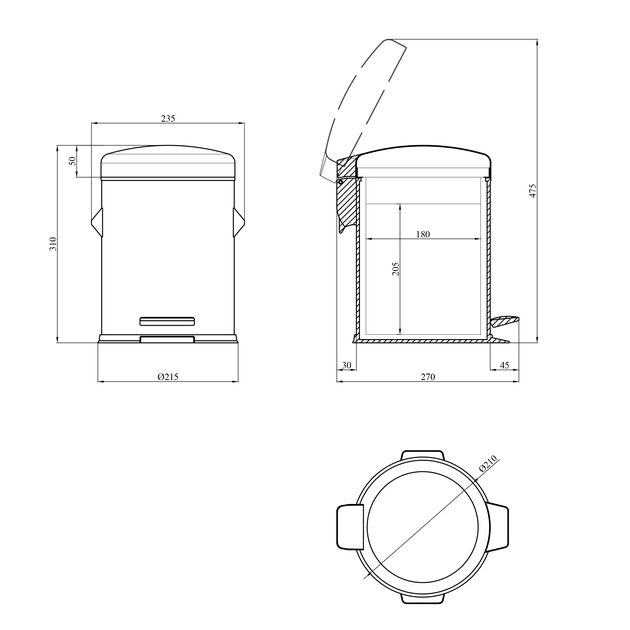 Ведро для мусора Kroner KRP Graz - GRP406 5 л, фото , изображение 2 | SNABZHENIE.com.ua