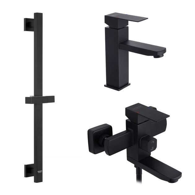 Набор смесителей Kroner Edelstahl Kubus - SCH060 + смеситель Edelstahl Kubus - SCH010 + штанга для душа Edelstahl Kubus - SCH230, фото  | SNABZHENIE.com.ua Набор смесителей Kroner Edelstahl Kubus - SCH060 + смеситель Edelstahl Kubus - SCH010 + штанга для душа Edelstahl Kubus - SCH230, фото  | SNABZHENIE.com.ua