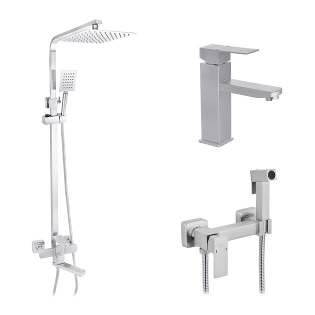 Набор 3 в 1 душевая система Kroner Edelstahl Kubus-ESG063 + смеситель Edelstahl Kubus-ESG010 + смеситель Kroner Edelstahl Kubus-ESG052, фото  | SNABZHENIE.com.ua Набор 3 в 1 душевая система Kroner Edelstahl Kubus-ESG063 + смеситель Edelstahl Kubus-ESG010 + смеситель Kroner Edelstahl Kubus-ESG052, фото  | SNABZHENIE.com.ua