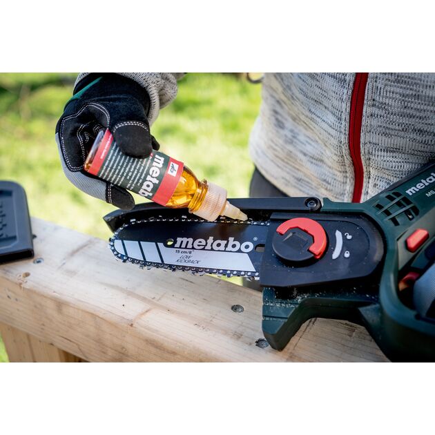 Пила ланцюгова акумуляторна Metabo MS 18 LTX 15 18В 1х2А·год шина 15см 5м/сек 2кг, фото , изображение 9 | SNABZHENIE.com.ua Пила ланцюгова акумуляторна Metabo MS 18 LTX 15 18В 1х2А·год шина 15см 5м/сек 2кг, фото , изображение 9 | SNABZHENIE.com.ua
