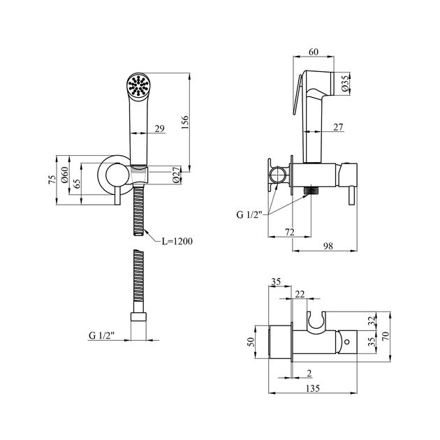 Набор 3 в 1 душевая система Kroner Armada-W063 + смеситель Armada-W010 + смеситель Bidet-C082, фото , зображення 3 | SNABZHENIE.com.ua Набор 3 в 1 душевая система Kroner Armada-W063 + смеситель Armada-W010 + смеситель Bidet-C082, фото , зображення 3 | SNABZHENIE.com.ua